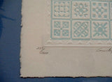 Signed MARY RUTHERFORD Country Sampler LITHOGRAPH Frame Print ART Quilt