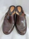 Womens CLARKS ARTISAN Clog Leather Shoe Slip on Loafer Mules 8 BROWN Buckle MOC