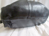 HIGH FASHION CANADA leather satchel shoulder bag BLACK tote carryall SILVER MOD