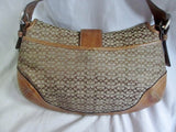 COACH 6808 Signature OP Jacquard Hobo Handbag Satchel Canvas COGNAC BROWN Leather