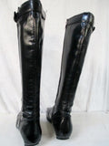 Womens CLAUDIA CIUTI Knee High Leather Moto Riding Boot Rocker BLACK 6.5 Shoe