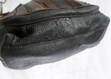 FOSSIL leather messenger satchel shoulder crossbody bag PATCHWORK BROWN KEY