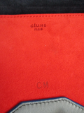NEW NWT CELINE DIAMOND CLUTCH Suede Leather Purse Bag BLUE GRAY RED