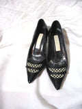 MARC JACOBS Stiletto Heel Checkerboard LEATHER Pump Shoe 6 Pointy Toe