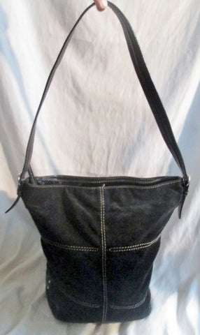 TIGNANELLO suede leather hobo satchel shoulder bucket bag crossbody BLACK