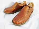 Mens DR. DOC MARTENS 11443 JONNY PEANUT LEATHER Loafer Shoes 9 BROWN Moc Slip-On