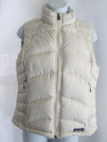 Womens PATAGONIA Down Sleeveless Jacket Coat Winter Puffer Ski VEST M Ecru Creme White