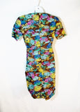 WOMENS MARLY'S  ITALY Pure Cotton DESIGNER DRESS 42 / 10 FLORAL RUCHED