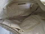KENNETH COLE NEW YORK Pebbled Leather Stud Hobo Handbag Satchel Purse CREME ECRU WHITE