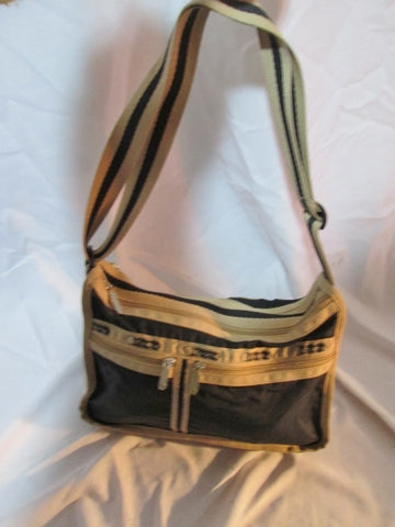 LESPORTSAC Nylon shoulder travel bag purse crossbody BLACK BROWN Satchel