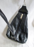 KMQ COLLECTION Faux Vegan Leather BACKPACK Sling Travel BAG BLACK Mini