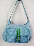 TOMMY HILGFIGER faux leather hobo satchel shoulder flap saddle bag BLUE M