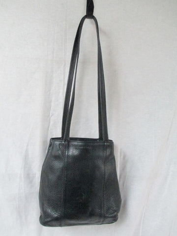 NINE WEST leather hobo satchel shoulder sling bag BLACK S bucket barrel tote