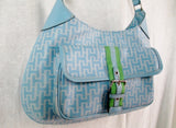 TOMMY HILGFIGER faux leather hobo satchel shoulder flap saddle bag BLUE M