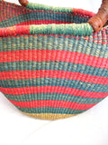 Ethnic Woven Knit Bucket Shoulder Bag TOTE PINK AQUA Shopper Market Leather