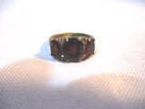 Vintage Jewel Encrusted RUBY GLASS Ring Sz 6 Band Jewelry Estate