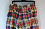 Vintage Mens ARCHIE BROWN & SON Bermuda Pant Trouser MADRAS PLAID 36 Preppy