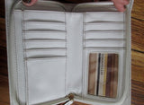 TIGNANELLO Leather Shoulder Bag Stitch Crossbody Travel Purse Wallet WHITE