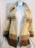 Womens ICEWOOL ICELAND Fair Isles Wool Knit Sweater Cardigan XL ECRU Belt Ethnic
