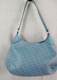 TOMMY HILGFIGER faux leather hobo satchel shoulder flap saddle bag BLUE M