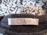 CHLOE Wool Floral Sweater Top OFF WHITE GREY GRAY Pullover Jumper Pockets