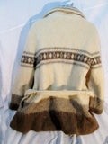 Womens ICEWOOL ICELAND Fair Isles Wool Knit Sweater Cardigan XL ECRU Belt Ethnic