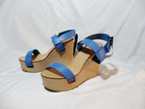 NEW CHLOE PLATFORM WEDGE NAIM CALF Shoe Sandal 36 / 6 BLUE ESPADRILLE
