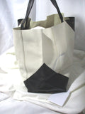 CELINE HORIZONAL CABAS LUGGAGE Leather Tote Bag NWT w Flaw BLACK WHITE