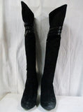 CALVIN KLEIN WAVERLY Leather Suede Knee High Goth BOOT Shoe BLACK 10