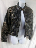 Womens BLANC NOIR faux vegan leather jacket hipster moto coat BLACK GOLD XS