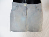 NEW NWT ALEXANDER MCQUEEN OVERDYED Leather Mini Skirt 42 / 10 BLUE GRAY WOMENS