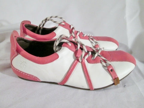 Womens FLY LONDON TRACK FIELD Leather Sneaker Athletic PINK WHITE 10.5 41 Shoe