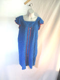Vintage 1970s Seventies Handmade Maxi Dress Sundress BOHO L Hippy Beach BLUE