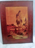 Vtg 1968 Signed "TWIN ELMS" Landscape Wood Marquetry Picture Handmade Inlaid Folk Art