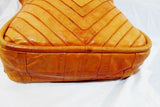 NINO BOSSI Genuine Leather Tote Shoulder Bag Carryall Shopper ORANGE Patchwork