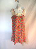 Vintage 1970s Seventies Handmade Maxi Dress Sundress M BOHO FLORAL RED Hippy Beach