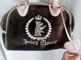 JUICY COUTURE ROYAL Leather Velvet purse leather DOG satchel bowler PINK BROWN