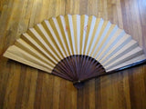 Vintage Large Hand Painted Fan 62x33” Hanging Wall Art Oversized GOLD Asia
