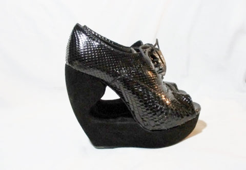 NEW ALAIA PARIS PYTHON PLATFORM Sandal Shoe 36.5 6 BLACK NWT Womens