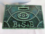 Vintage Antique 1834 BOWERY SAVINGS BANK REPLICA FIRST MONEY CHEST Coin GREEN Ceramic Pottery