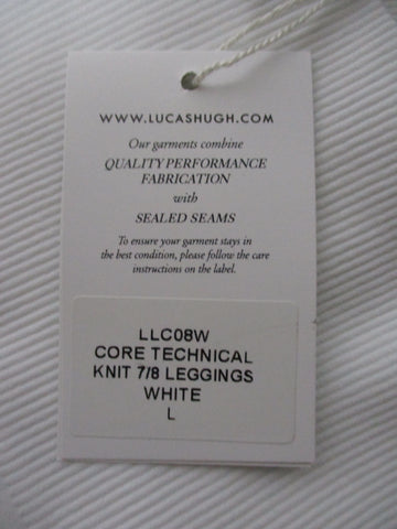 NEW NWT LUCAS HUGH CORE TECHNICAL KNIT 7/8 LEGGINGS L WHITE