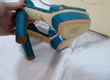 NEW PRADA VERNICE TREND TURCHESE PLATFORM Shoe Sandal TEAL 36.5 6  BLUE Strappy HEEL Womens
