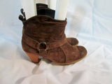 Womens PAUL GREEN Suede Leather Ankle Harness Boot Bootie BROWN 7.5