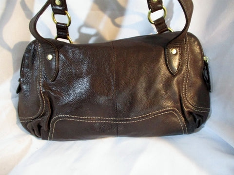 STONE MOUNTAIN leather satchel shoulder bag hobo purse BROWN tote