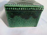 Vintage Antique 1834 BOWERY SAVINGS BANK REPLICA FIRST MONEY CHEST Coin GREEN Ceramic Pottery
