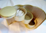 SANTA LOLLA Gold Leather Cylinder Jewelry Roll Case Organizer Drawer Travel Box