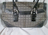 COACH 7080 VACHETTA Jacquard Hobo Handbag Satchel TOTE BLACK Leather