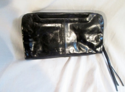 HOBO THE ORIGINAL Leather Baguette Wristlet Purse Wallet Clutch Flap Bag BLACK Organizer