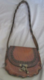 Handmade Latin Embossed Leather Handbag Shoulder Saddle Bag Satchel BROWN Ethnic