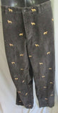 Mens 346 BROOKS BROTHERS DOG Embroidered Corduroy Pants Jeans BLACK 34 X 30